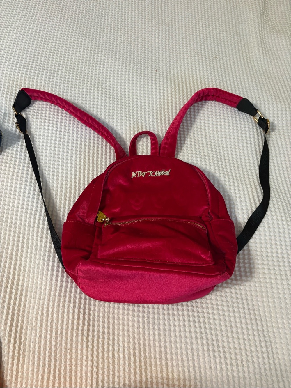 Betsey Johnson Hot Pink Velour Backpack